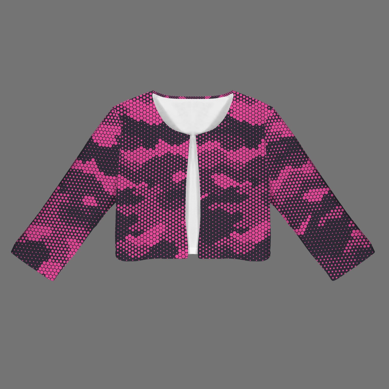 Camo Blazer | Cropped Open Front | Digital Pink Camouflage