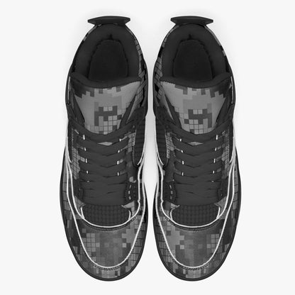 Gray Camo Jordans AJ4 | Digital Monochrome | Black Sole