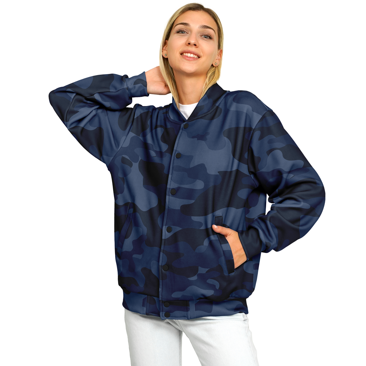 Baseball Jacket | Deep Blue Camouflage | Heavyweight Coat