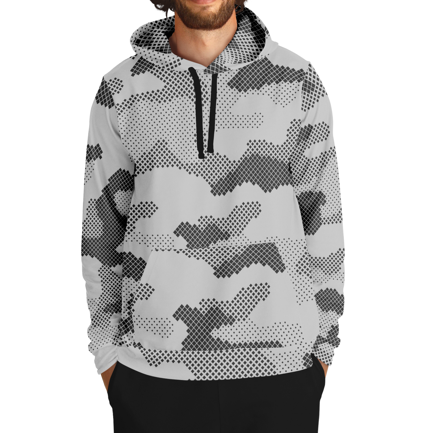 Camo Hoodie | Black & White Digital Dotted