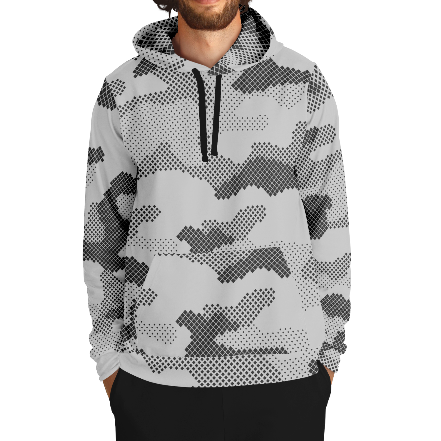 Camo Hoodie | Black & White Digital Dotted