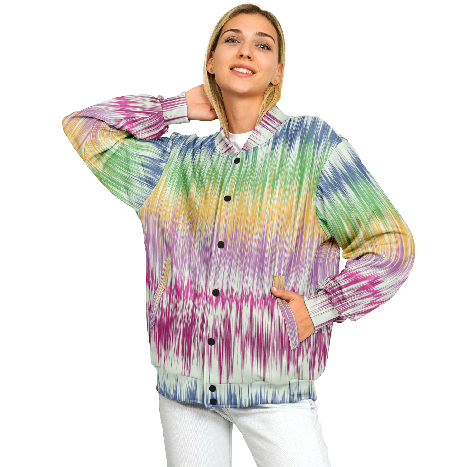 Baseball Jacket | Washed Digital Watercolor | Boho Camouflage