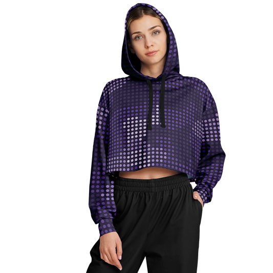 Cropped Hoodie For Women | Blue Led Screen Camouflage Pattern