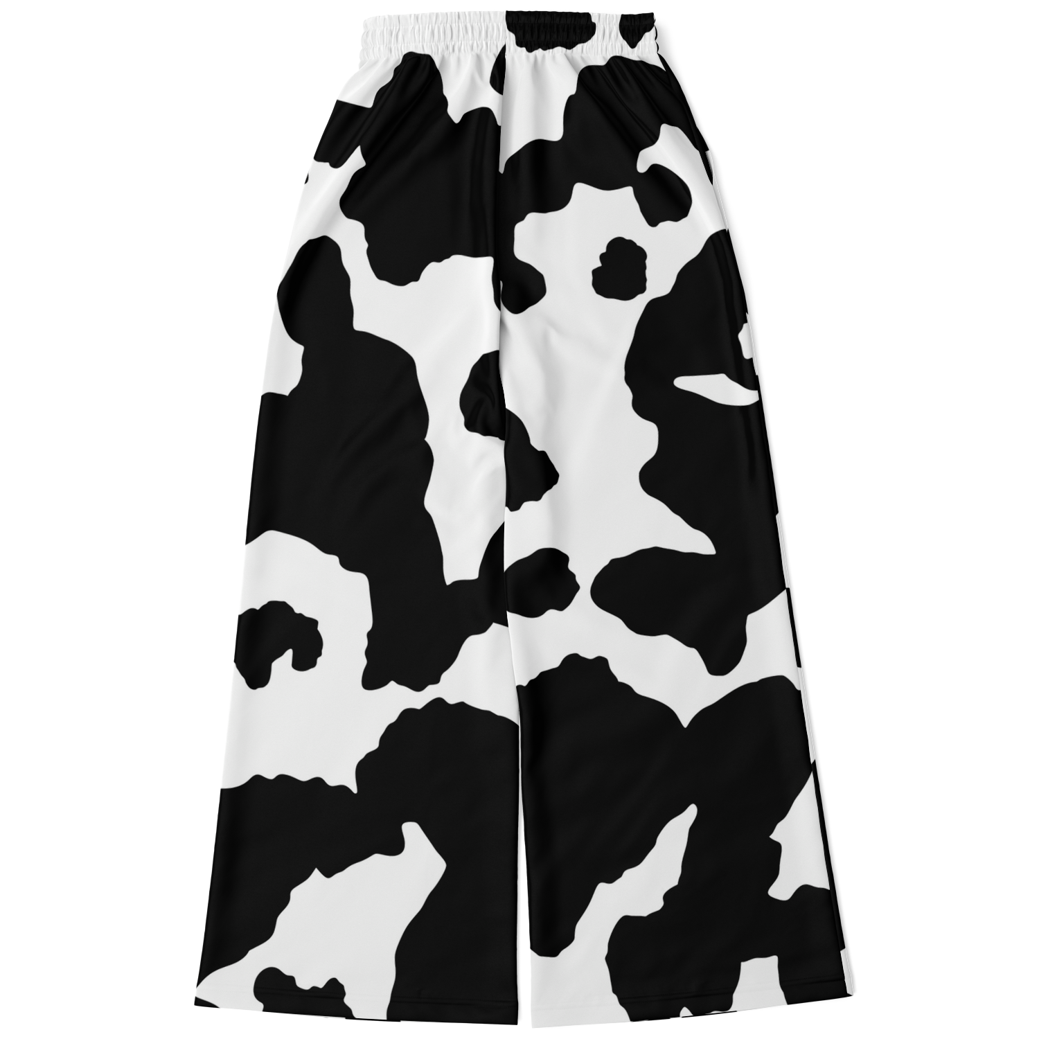 Camo Wide Leg Pants | Black & White Cow Camouflage