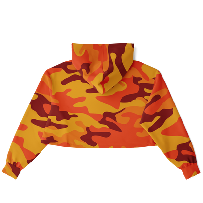 Cropped Hoodie For Women | Orange & Red Camo