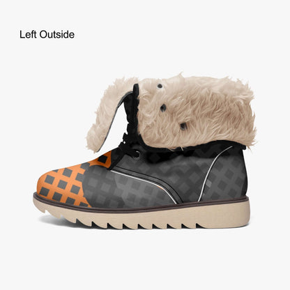 Camo Boots | Black & Orange Pixel Cotton-Pad Fur Lining