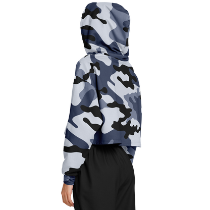 Cropped Hoodie For Women | Light Blue Camouflage