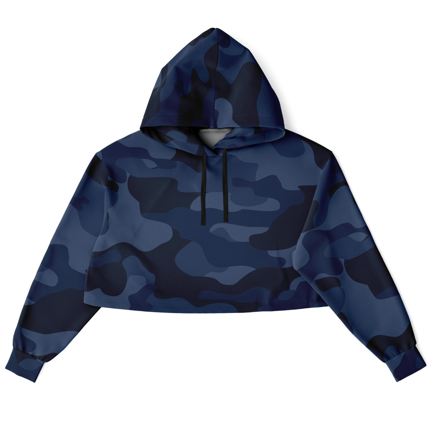 Cropped Hoodie For Women | Deep Blue Camouflage