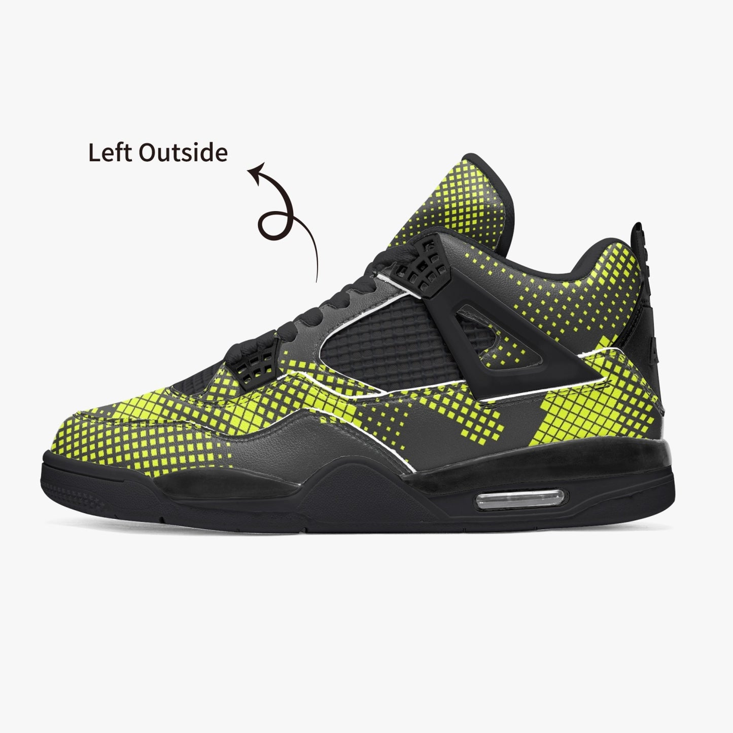 Camo Jordans AJ4 | Green Dotted Camouflage | Black Sole