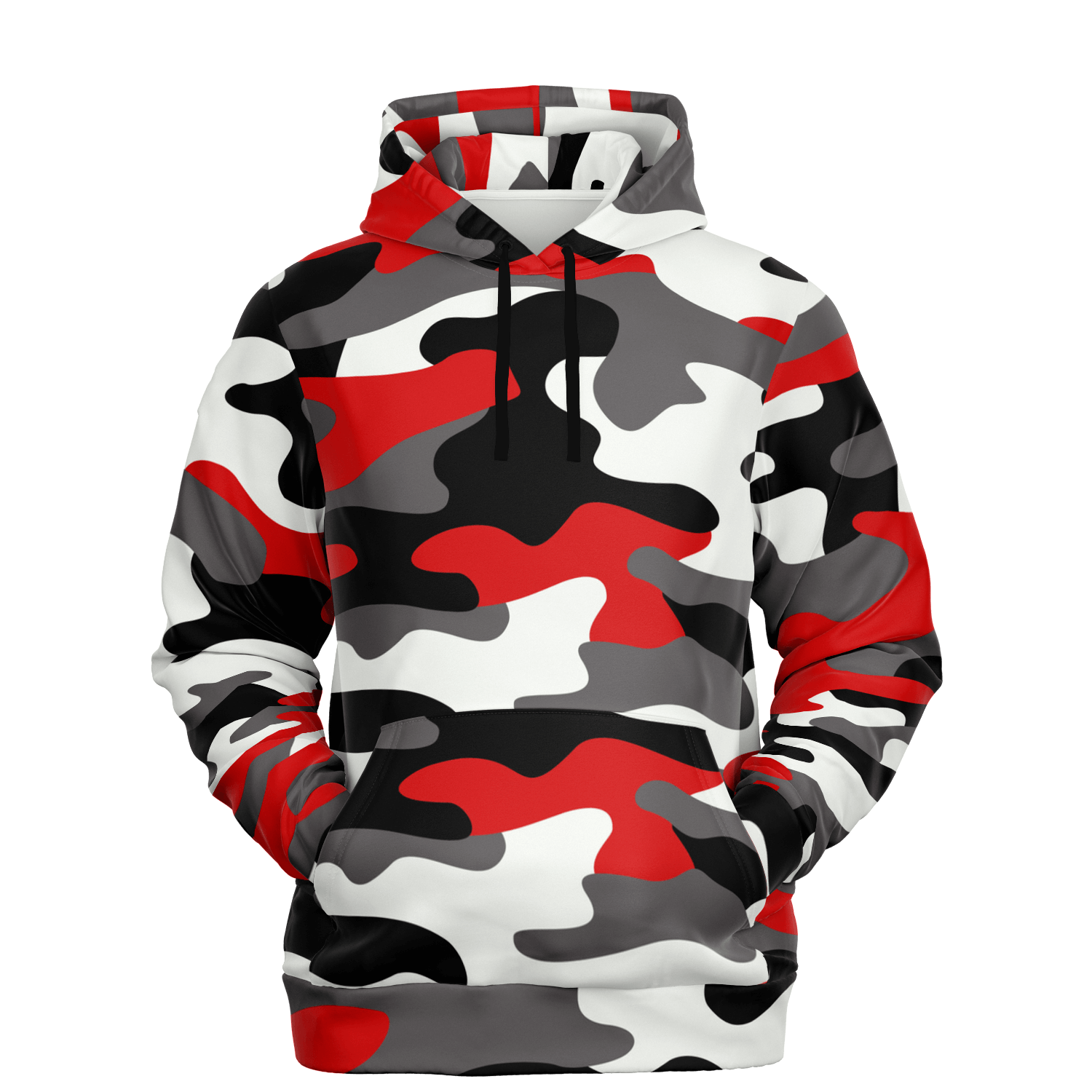 Camo Hoodie | Red, Black & White Camouflage Pullover