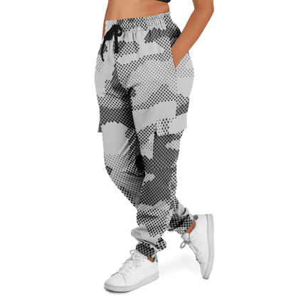 Camo Cargo Pants | Unisex | Black & White Digital Dotted