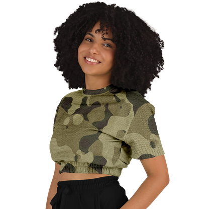 Camo Crop Top Sweatshirt | Green Fabric Camouflage