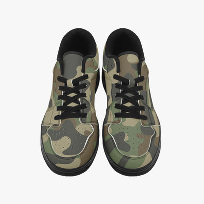 Camo Sneakers | Military Brown Low-Top Leather Camouflage Shoes