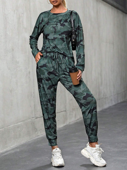 LUNE Camouflage Print Top and Pants Set