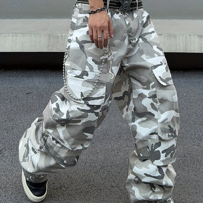 American Street Fashion Camouflage Work Pants with Loose Pockets