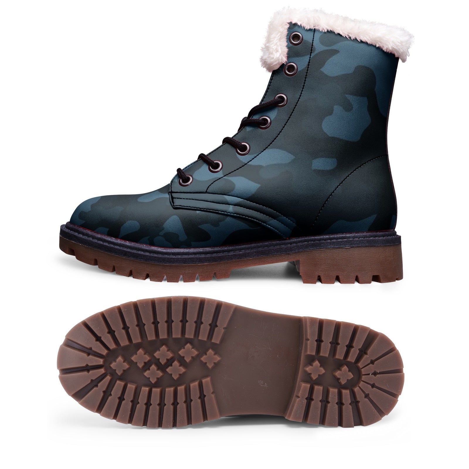 Snow Camo Boots | Dark Blue Camouflage