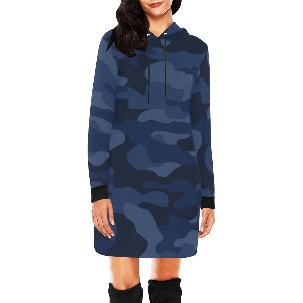 Camo Hoodie Dress | Deep Blue Camouflage