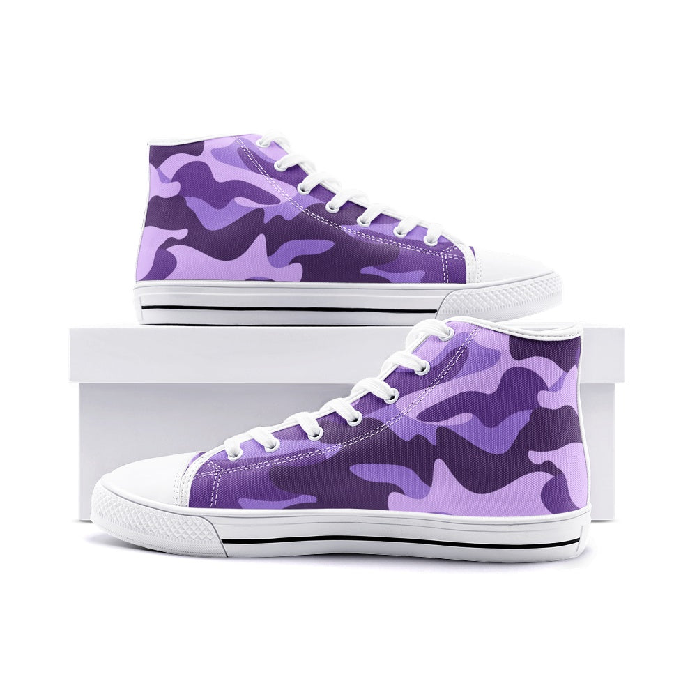 Camo Shoes | High Top Canvas | Purple, Blue & Mauve