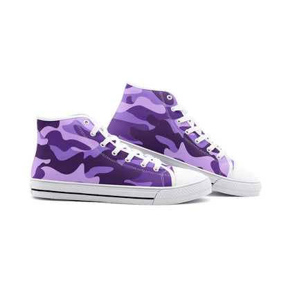 Camo Shoes | High Top Canvas | Purple, Blue & Mauve