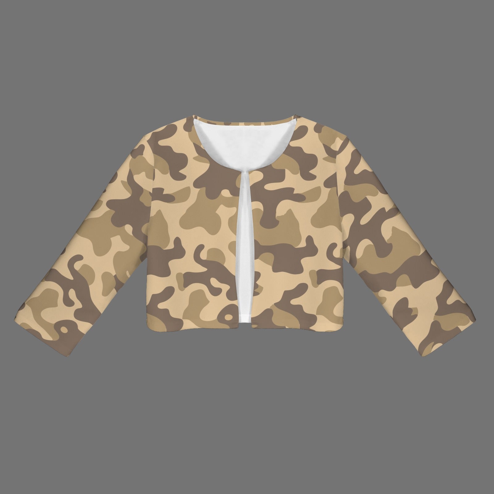 Camo Blazer | Cropped Open Front | Khaki Camouflage