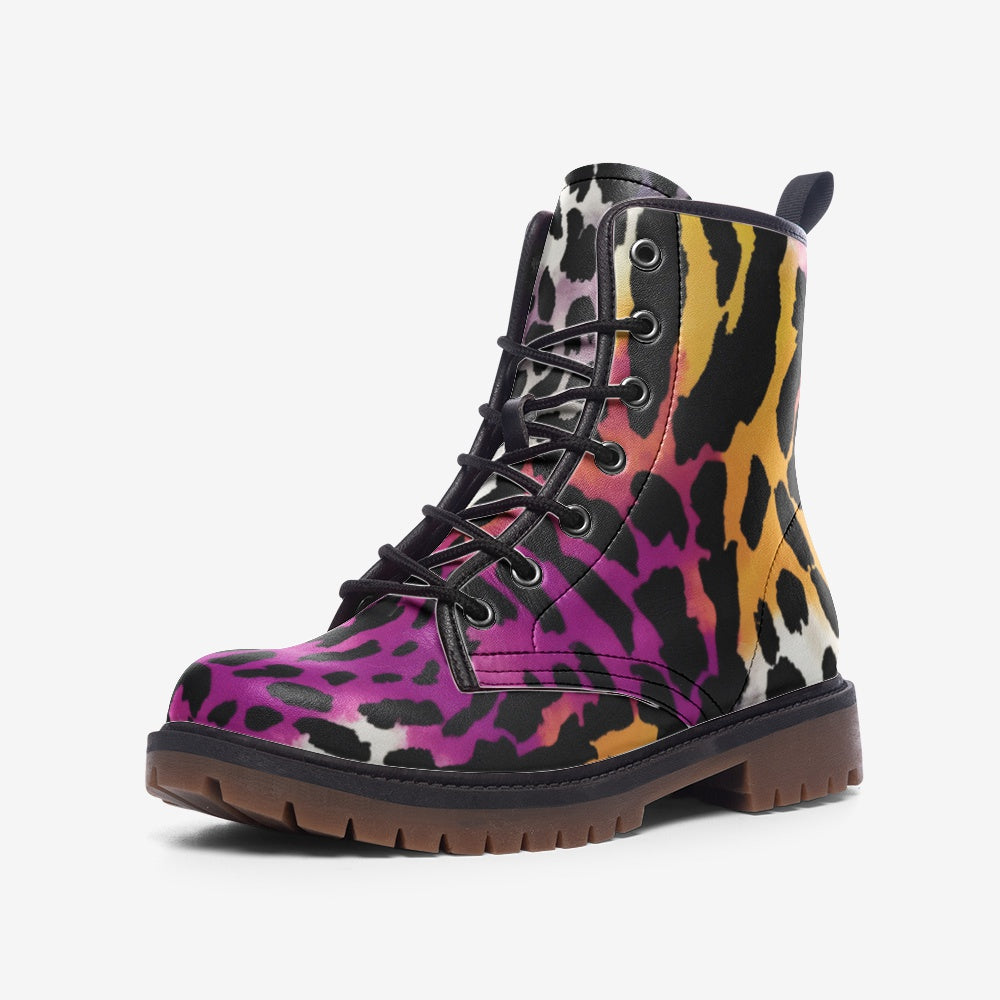 Leopard Boots | Lightweight Leather | Bauhaus Magenta & White