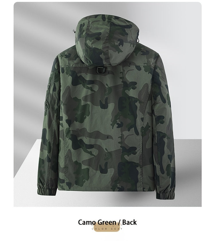 Men's Camo Jacket | Outdoor Stylish with Removable Hood