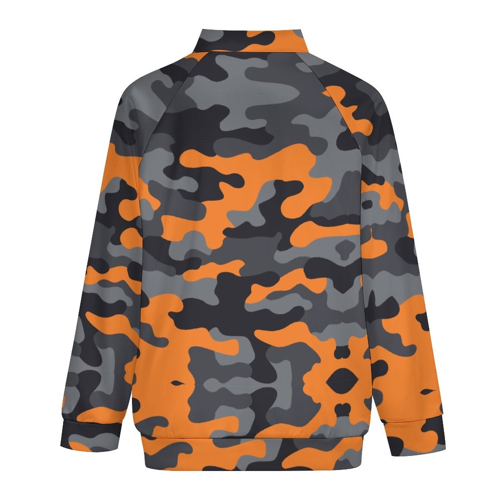 Camo Shirt | Raglan Zip-up | Orange, Black, and Gray