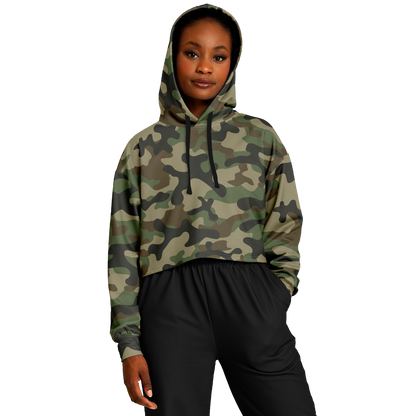 Cropped Hoodie For Women | Military Brown Camouflage