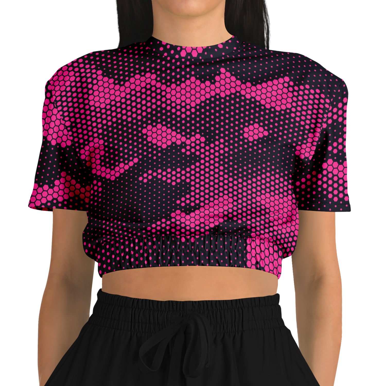 Camo Crop Top Sweatshirt | Pink Digital Dotted Hexagonal