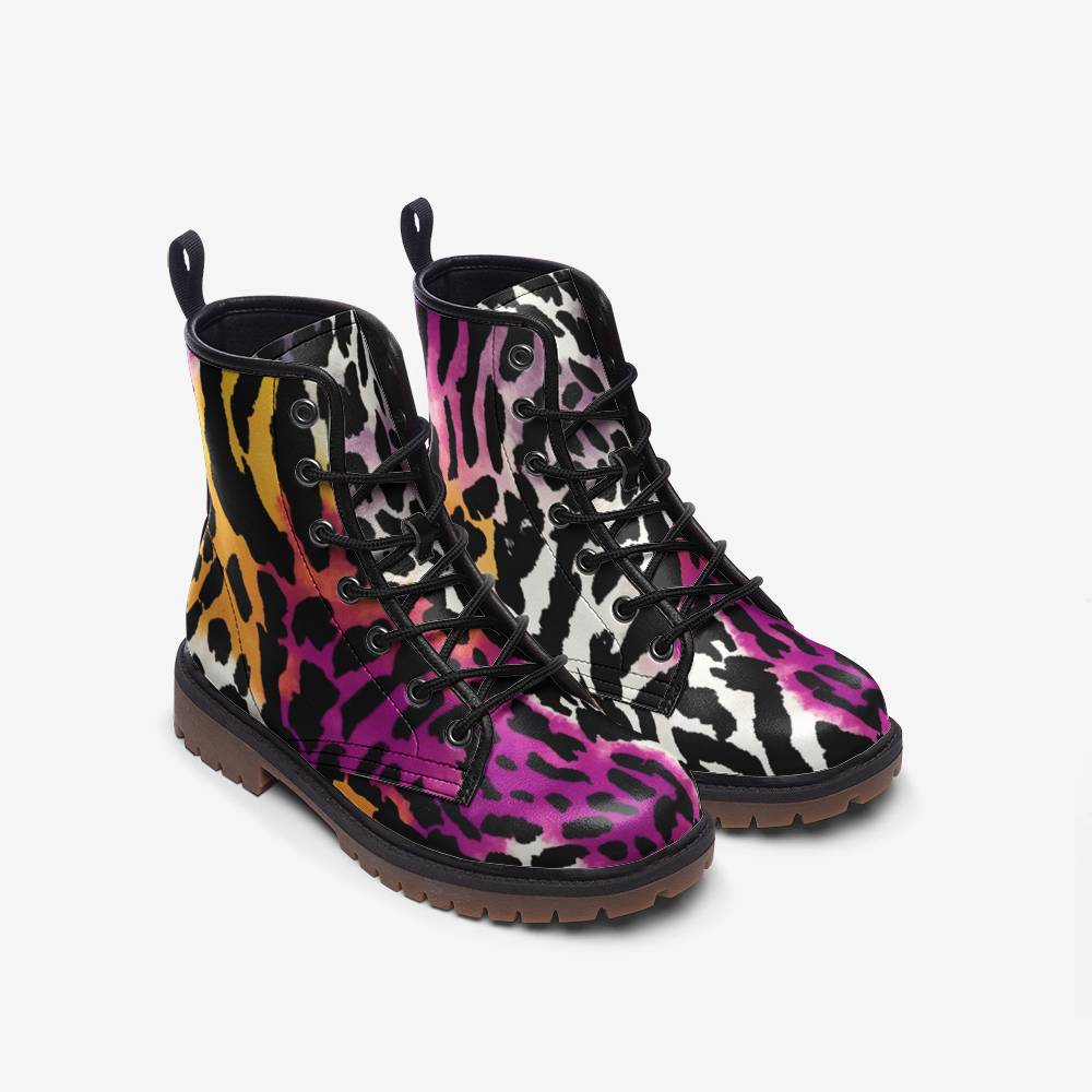 Leopard Boots | Lightweight Leather | Bauhaus Magenta & White