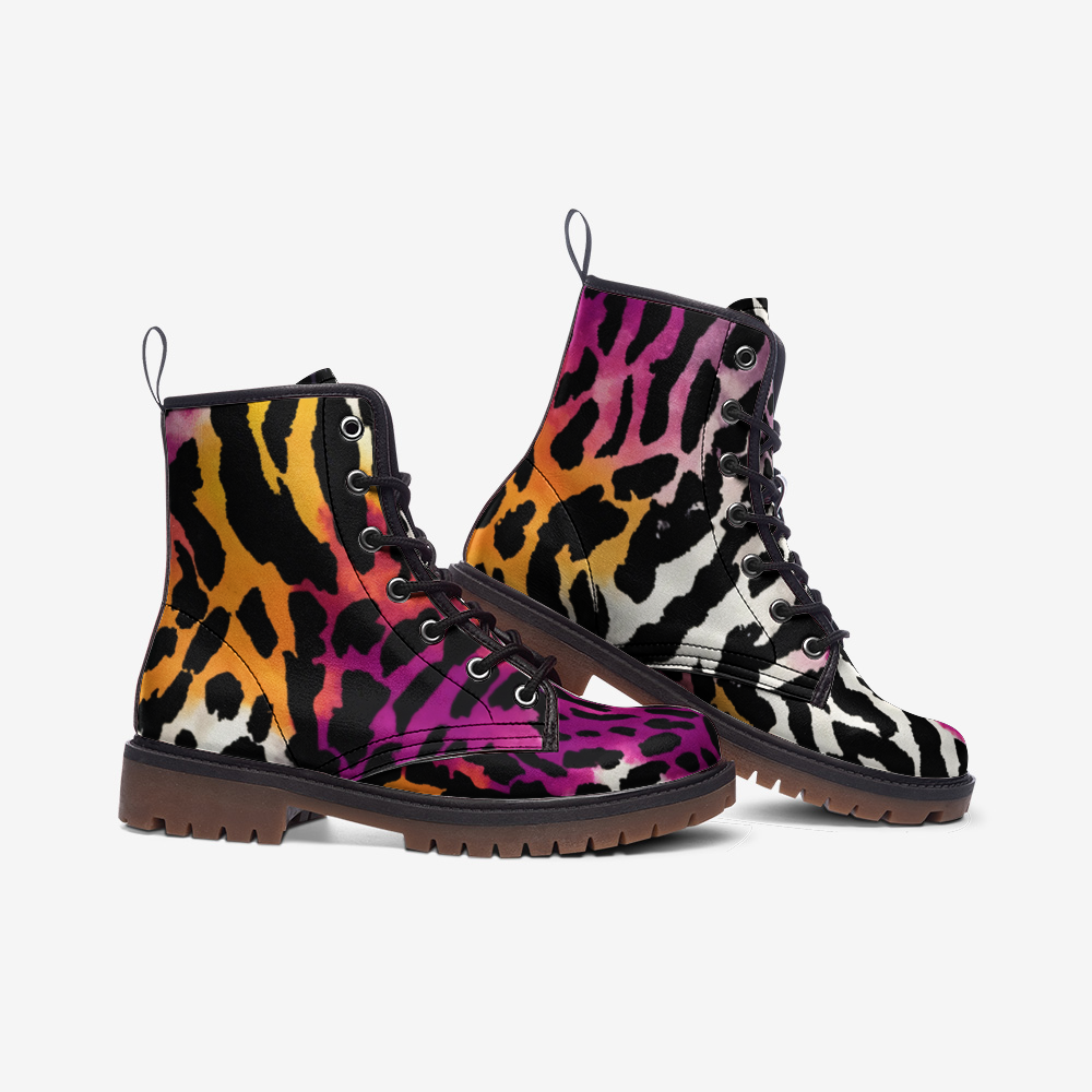 Leopard Boots | Lightweight Leather | Bauhaus Magenta & White