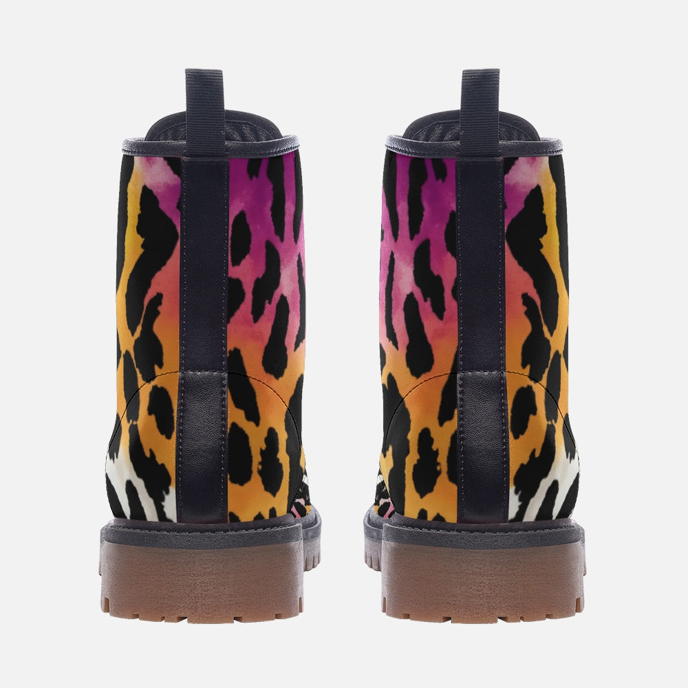 Leopard Boots | Lightweight Leather | Bauhaus Magenta & White