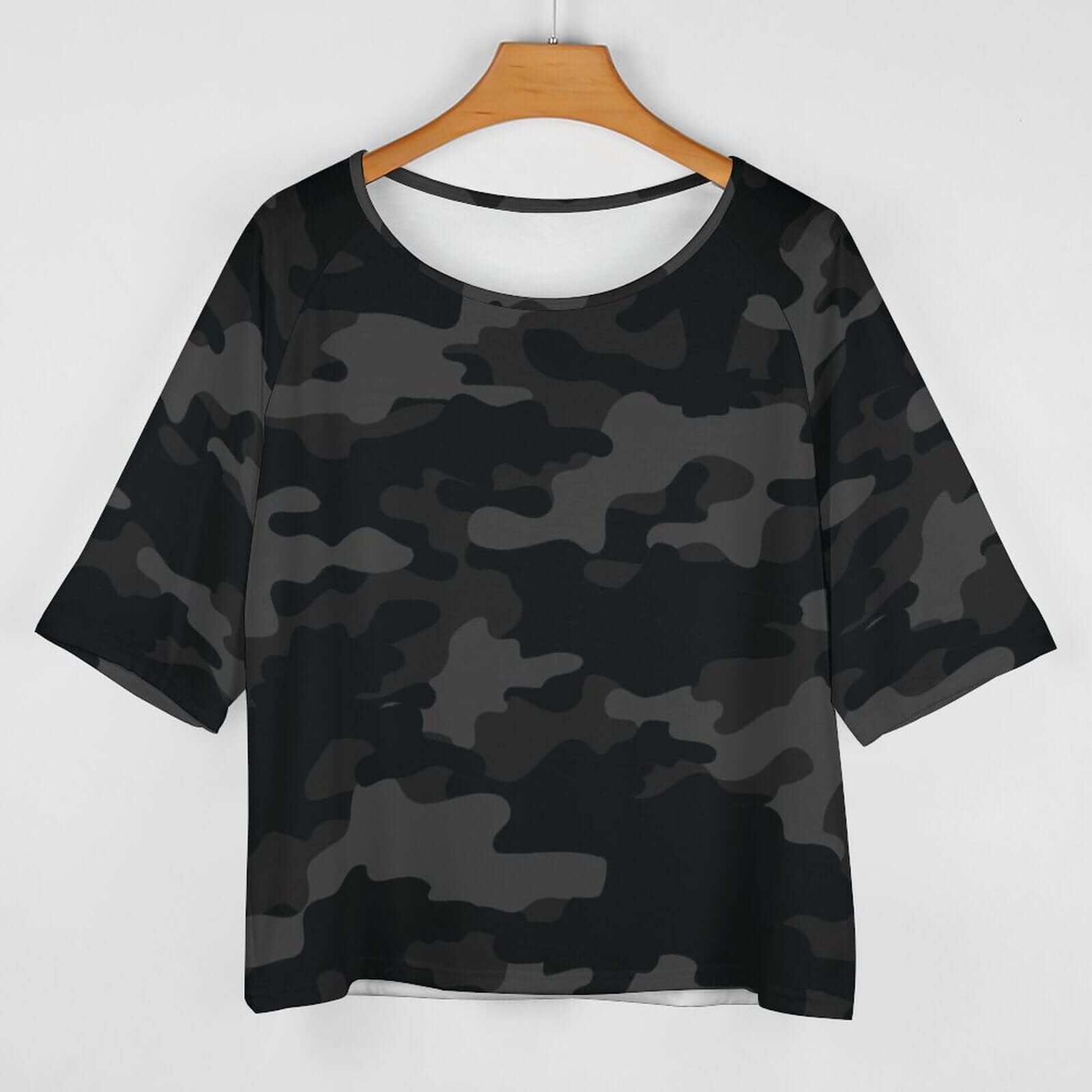 Off The Shoulder Top | Black Camo Shirt