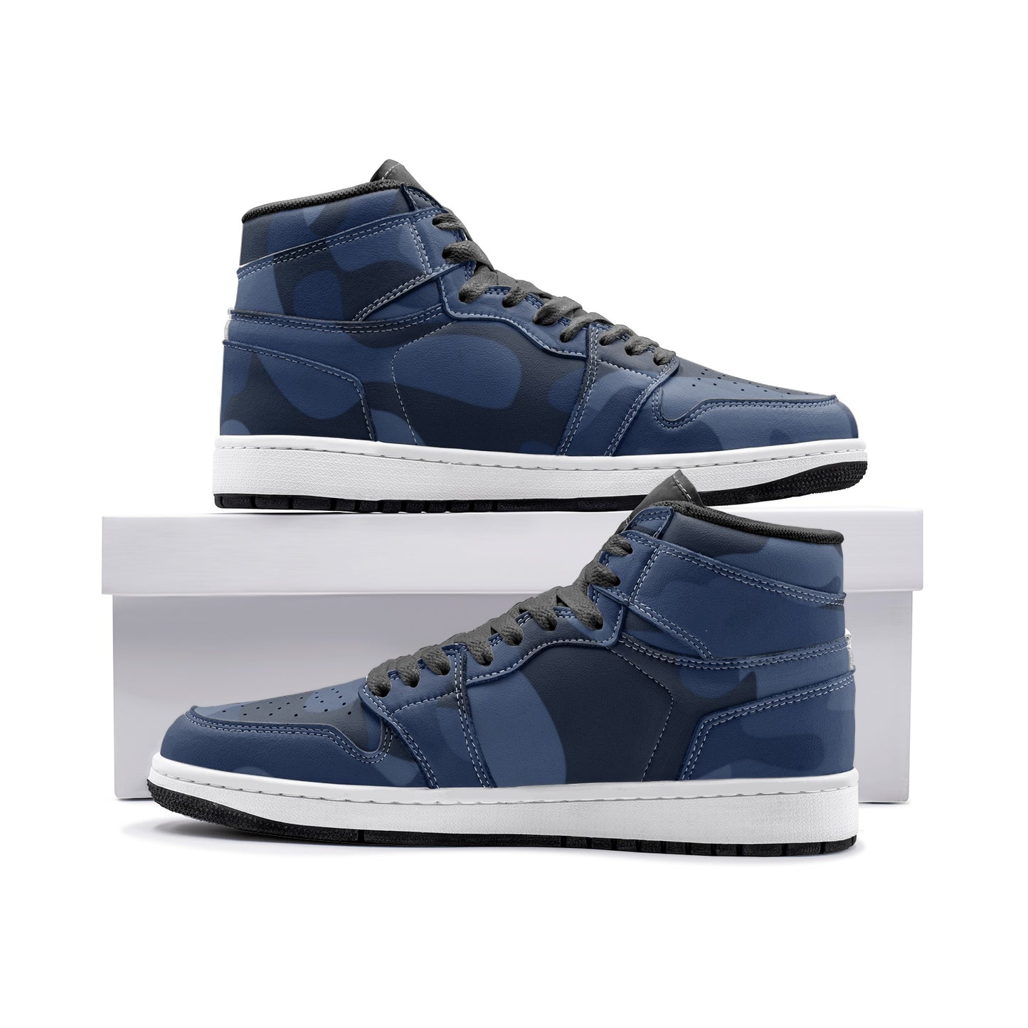 Camo Sneakers | High-Top | Deep Blue Camouflage