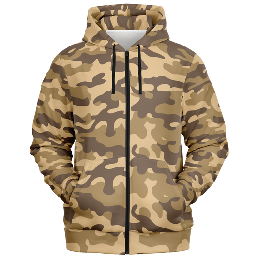 Zip-Up Hoodie | Khaki Camouflage