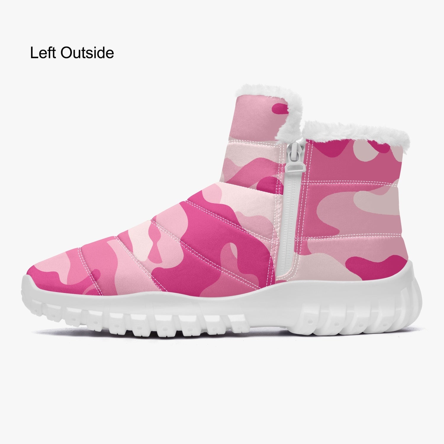 Camo Boots | Cotton-pad Fur Zipper Up | Lavender Pink