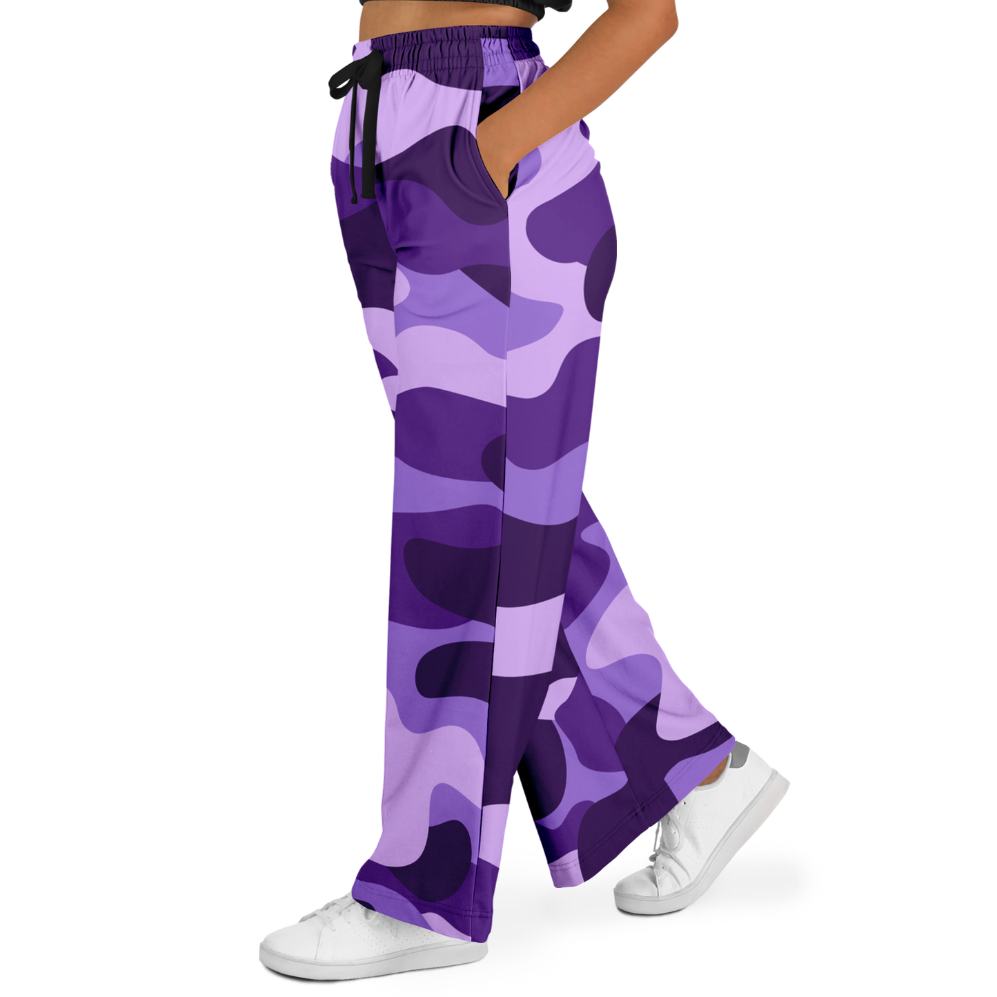 Camo Wide Leg Pants | Purple, Blue & Mauve Camouflage