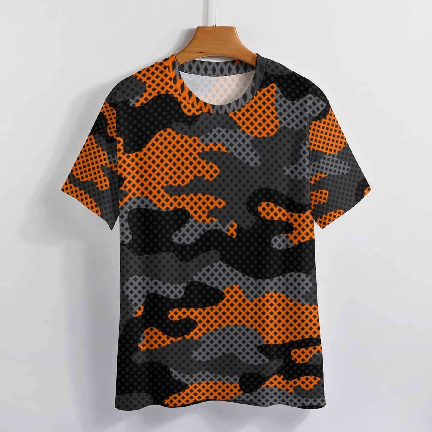 Camo Shirt | Black & Orange Pixel Camouflage T