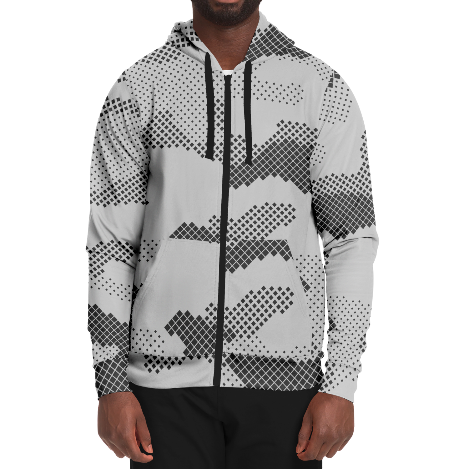 Zip-Up Hoodie | Digital Gray Camouflage