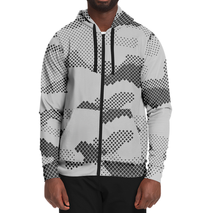 Zip-Up Hoodie | Digital Gray Camouflage