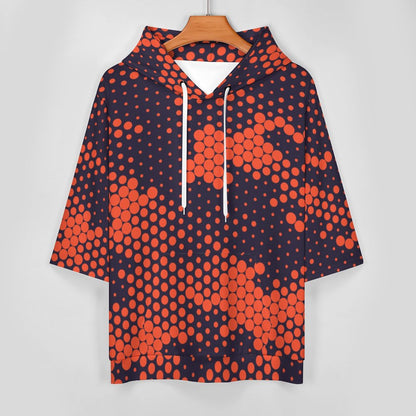 Short Sleeve Hoodie | Orange & Blue Digital Camouflage