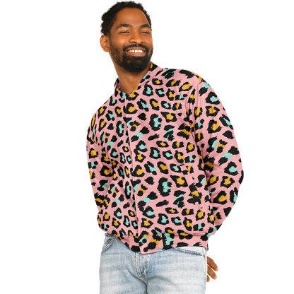 Pink Panther Baseball Jacket | Leopard Print in Black & Yellow