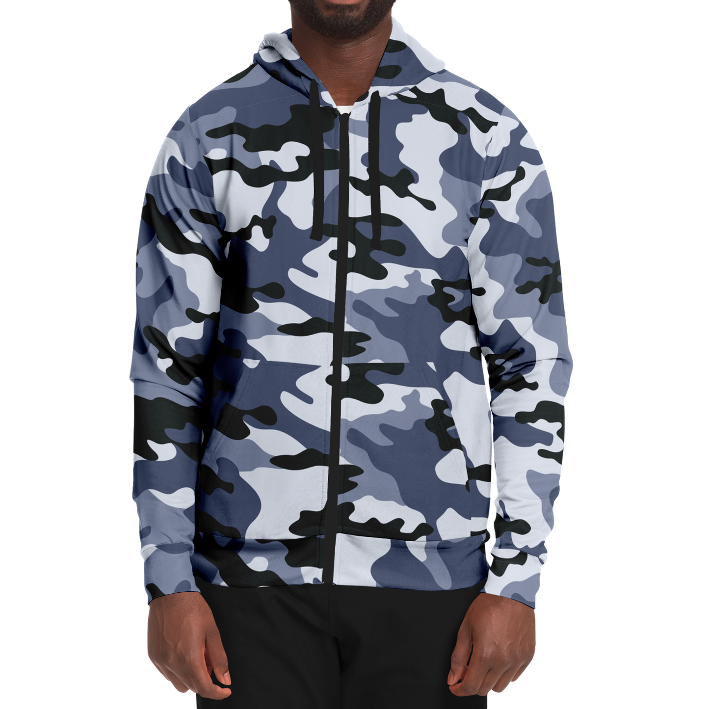 Zip-Up Hoodie | Light Blue Camouflage