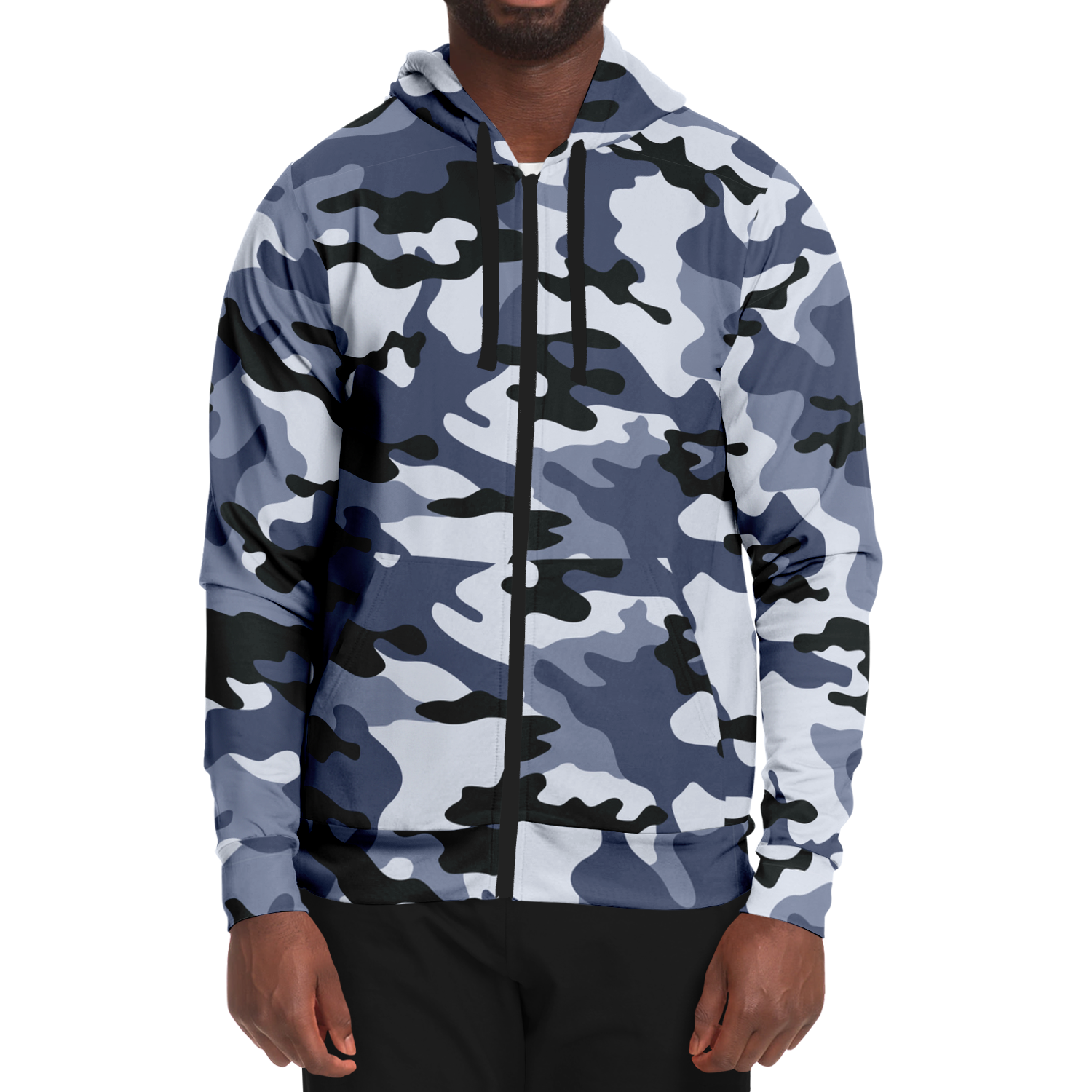 Zip-Up Hoodie | Light Blue Camouflage