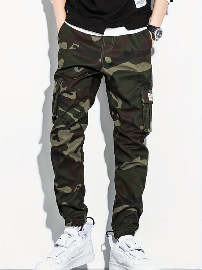 Men's Camo Cargo Cropped Pants With Multi Pockets | Vintage Style