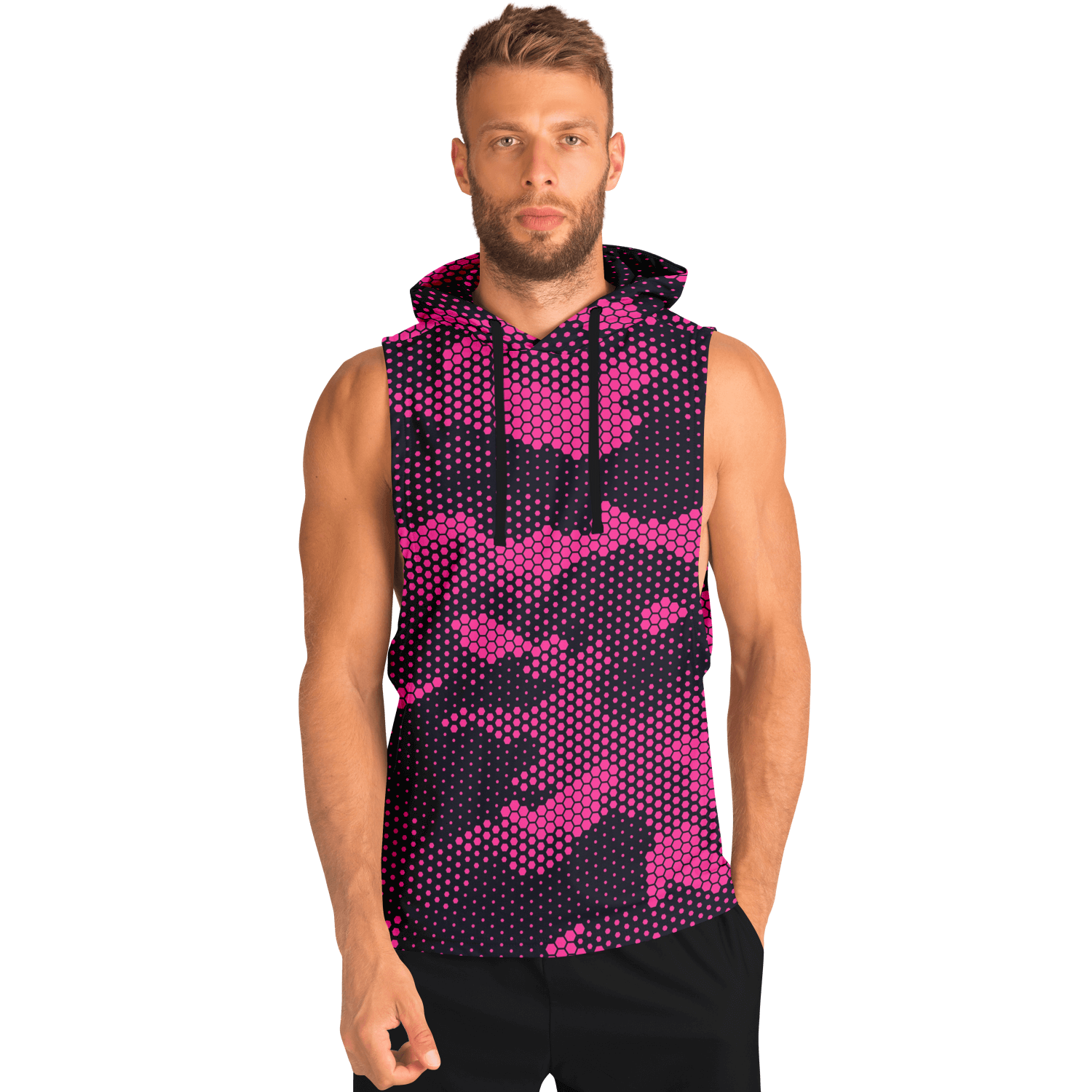 Sleeveless Hoodie | Pink Digital Dotted Camouflage