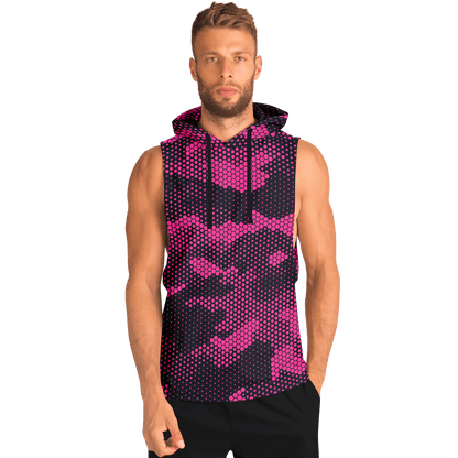 Sleeveless Hoodie | Pink Digital Dotted Camouflage