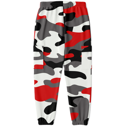 Camo Cargo Pants | Unisex | Red, Black & White Camouflage