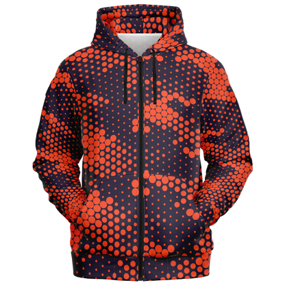 Zip-Up Hoodie | Orange & Blue Digital Camouflage