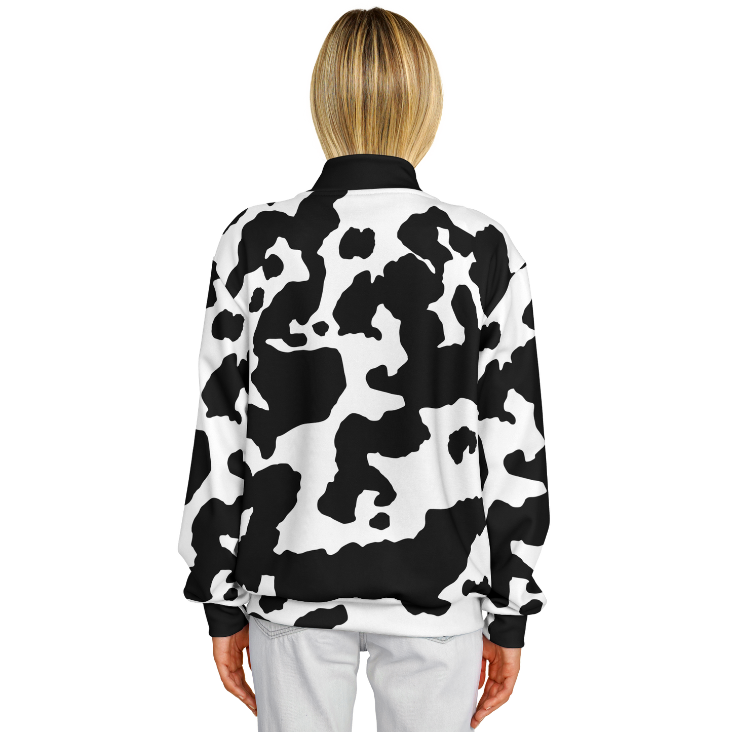 Baseball Jacket in Black & White Cow Print | Unisex